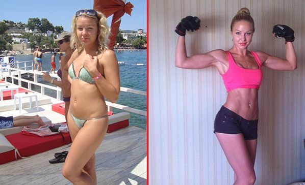 fotografie před a po zvětšení prsou pomocí sportu